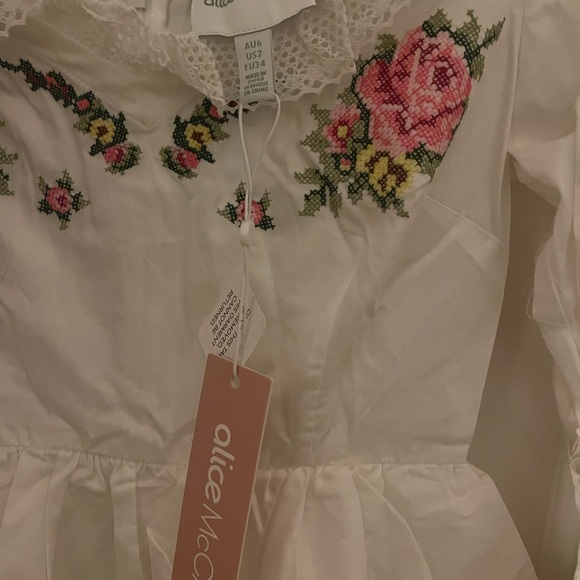 Alice McCall White Dress with Pink Floral Embroidery - Picture 6 of 8